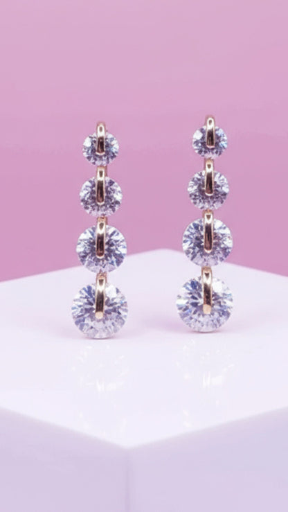 Brilliant Cut Long Crystal Stud Earrings