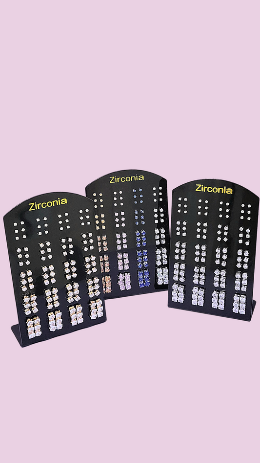 60 Pairs Zirconia Crystal Stud Earrings