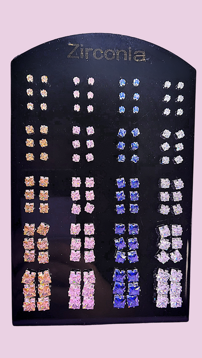 60 Pairs Zirconia Crystal Stud Earrings