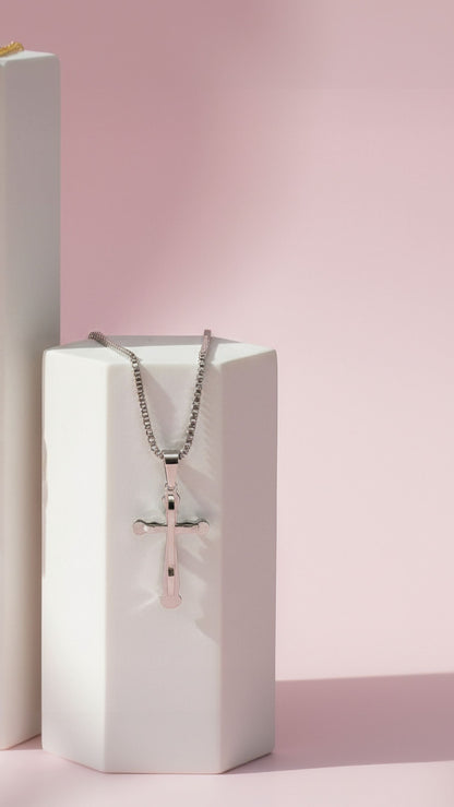 Curved Cross Symbolic Necklace