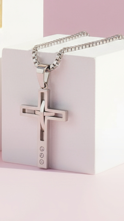 Curved Cross Symbolic Necklace
