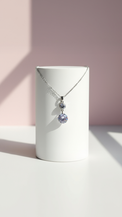 Round Cut Crystal Pendant Necklace