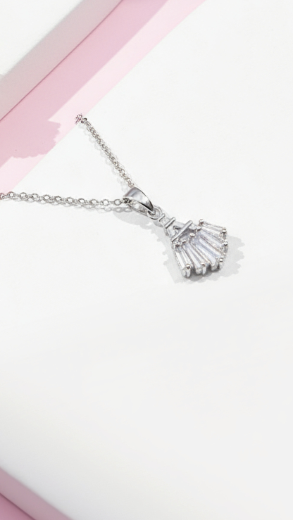 Fan Decor Crystal Pendant Necklace