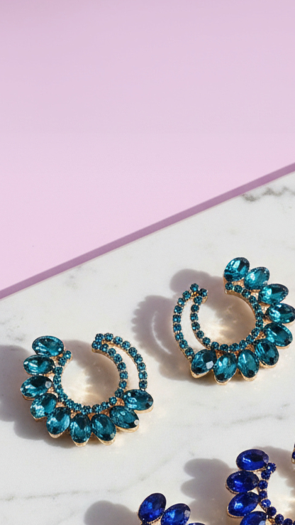 Curved Crystal Stud Earrings