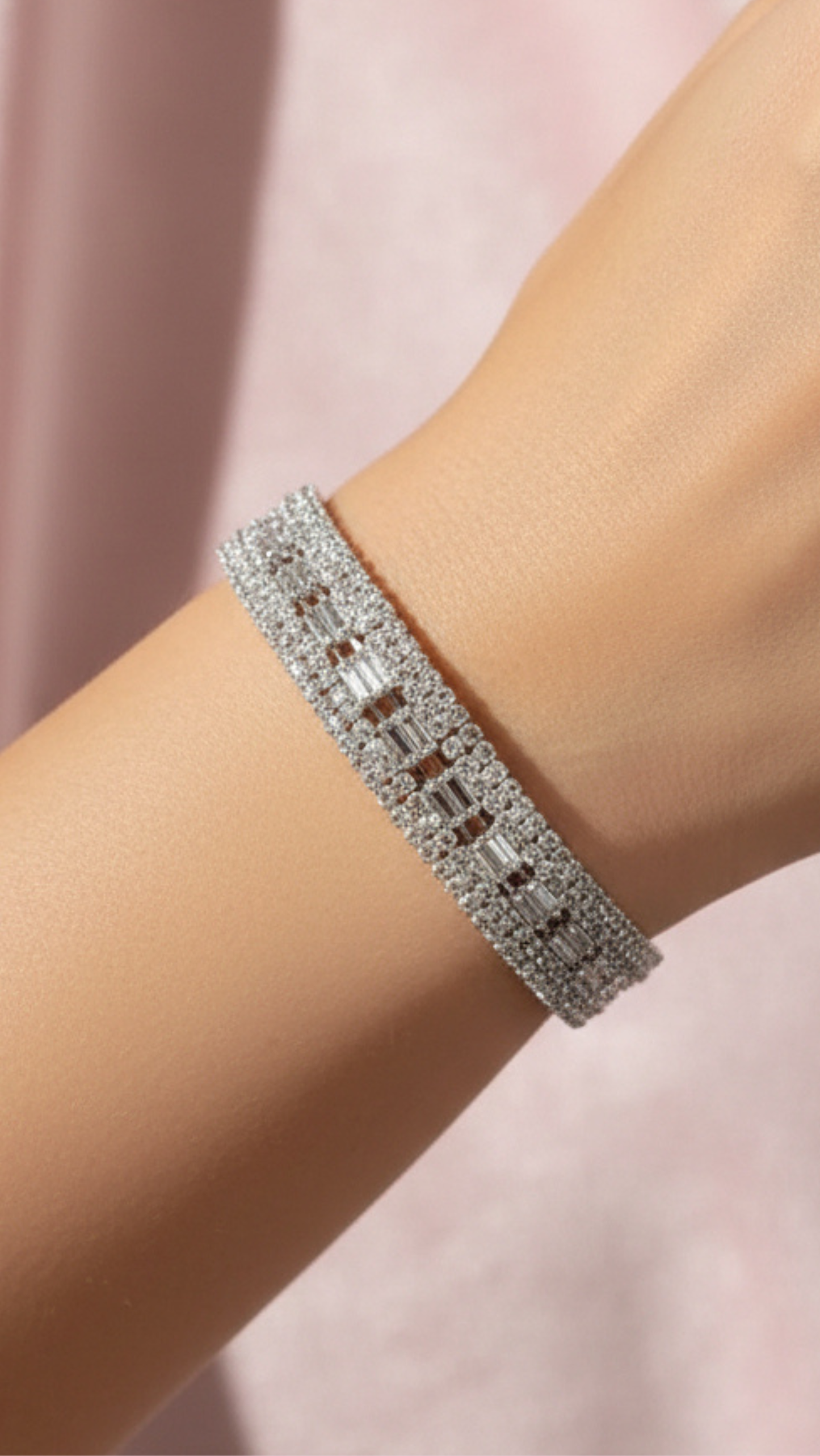 Baguette Cut Crystal Tennis Bracelet