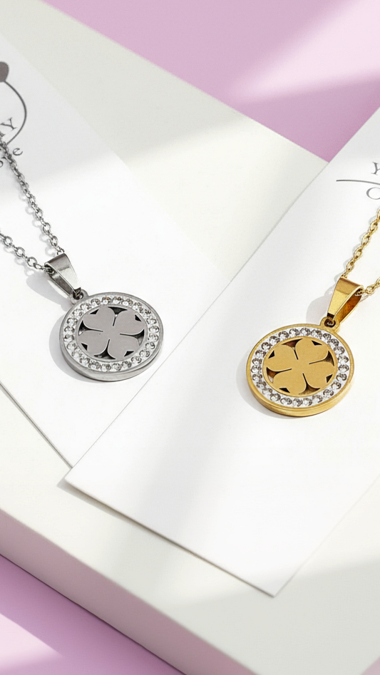 Pavé Crystal Clover Pendant Necklace