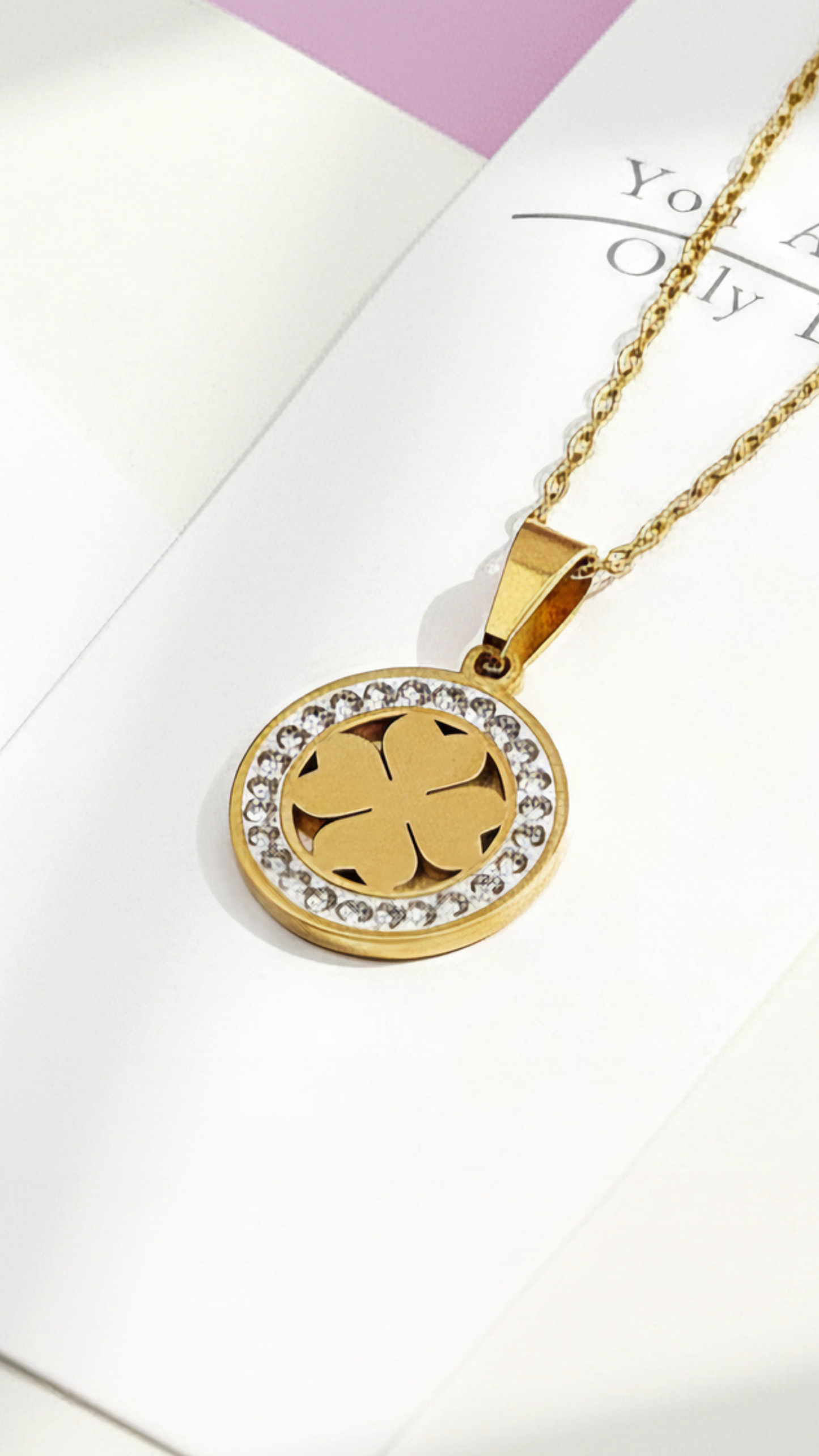 Pavé Crystal Clover Pendant Necklace