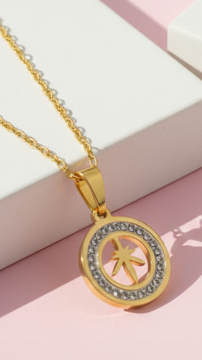 Pavé Crystal Leaf Pendant Necklace