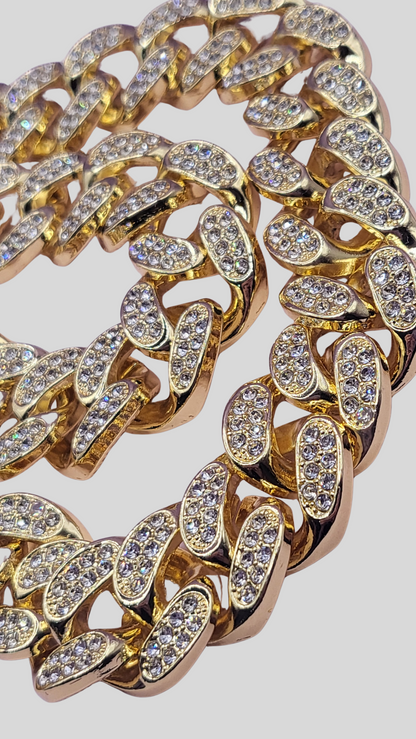 Iced Out Cuban Chain Necklace Stainless Steel