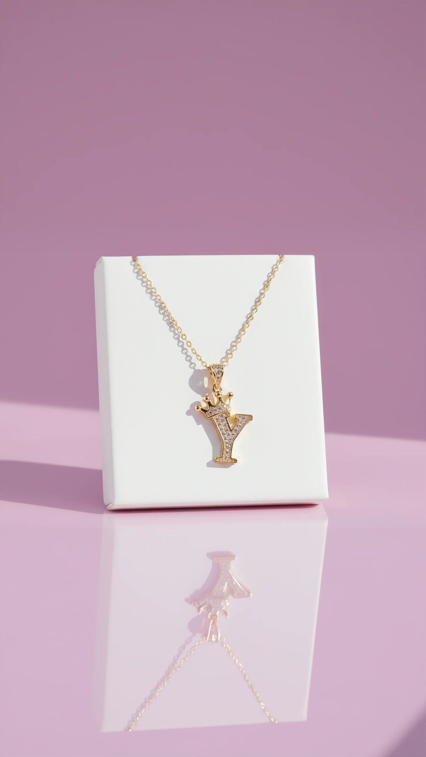 Personalized Initial Letter With Crown Crystal Necklace