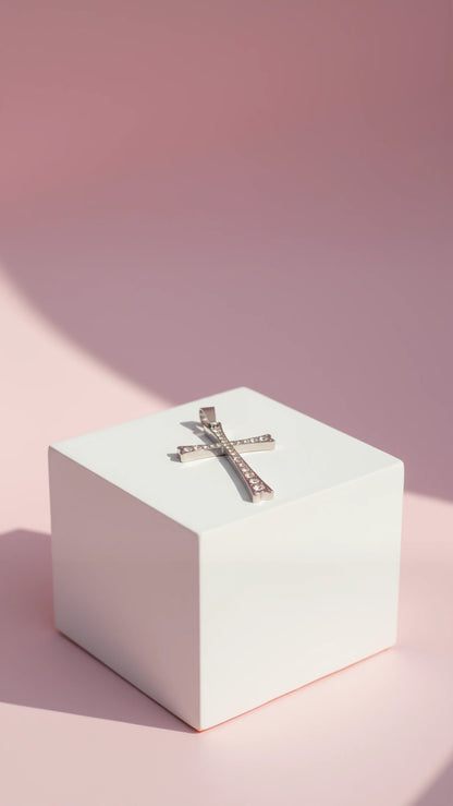 Curved Crystal Cross Necklace