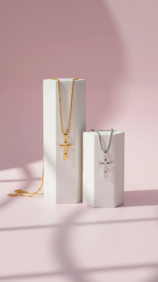 Curved Cross Symbolic Necklace