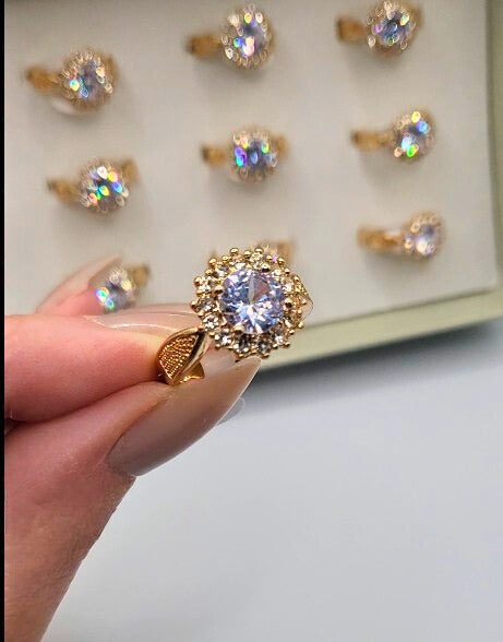 Cluster Crystal Ring Gold Box set of 12