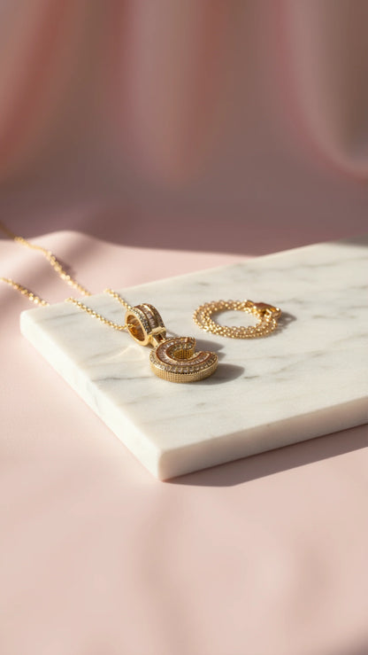 Letter C Crystal Personalized Initial Necklace