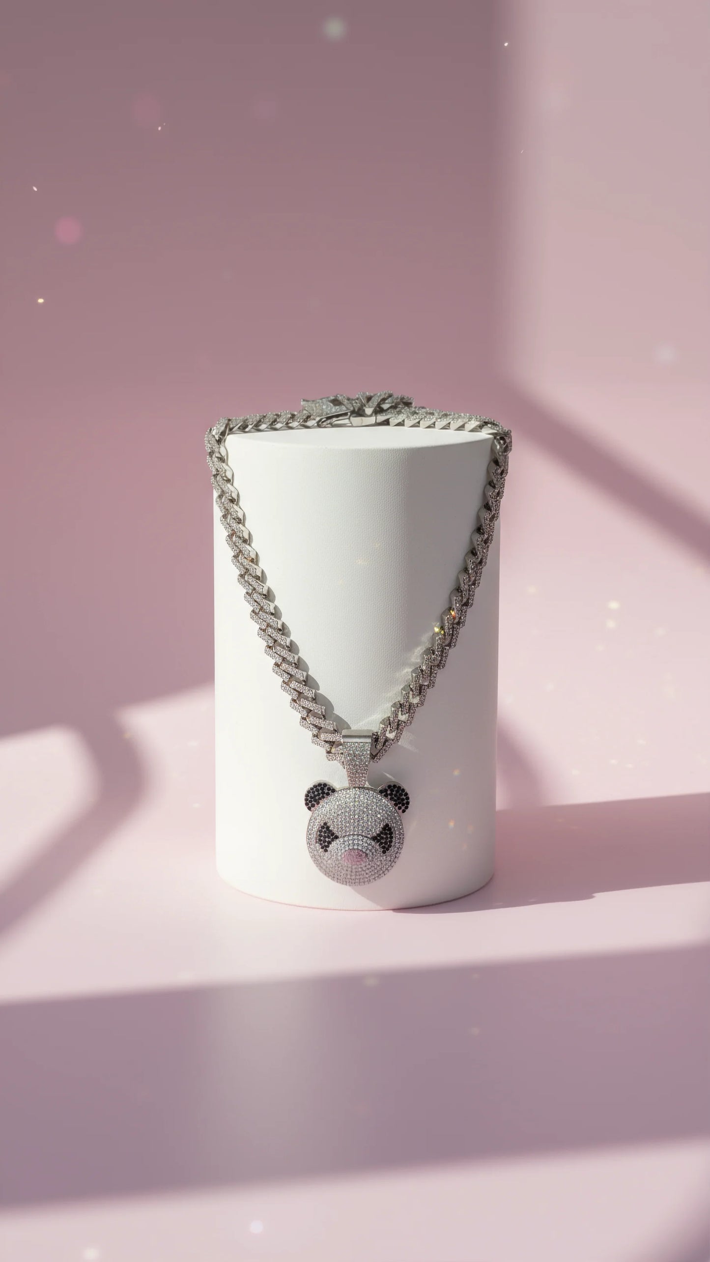 Stainless Steel Crystal Panda Chain