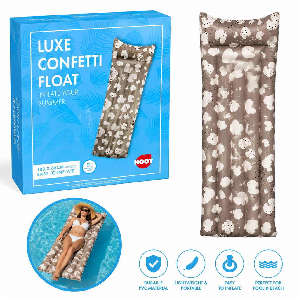Hoot Luxe Confetti Float 180 × 66cm – Easy to Inflate, Perfect for Summer Fun