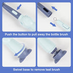 Vicloon 3 in 1 Silicone Bottle and Teat Cleaning Brush, Straw and Bottle Cleaner Set (Blue)