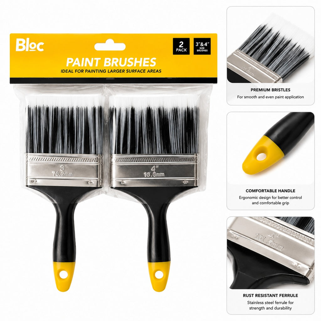 Bloc Paint Brushes – 2 Pack for Larger Surface Areas – High-Quality