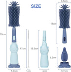 Vicloon 3 in 1 Silicone Bottle and Teat Cleaning Brush, Straw and Bottle Cleaner Set (Blue)