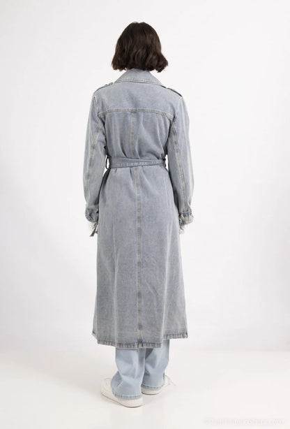Long denim Trench coat