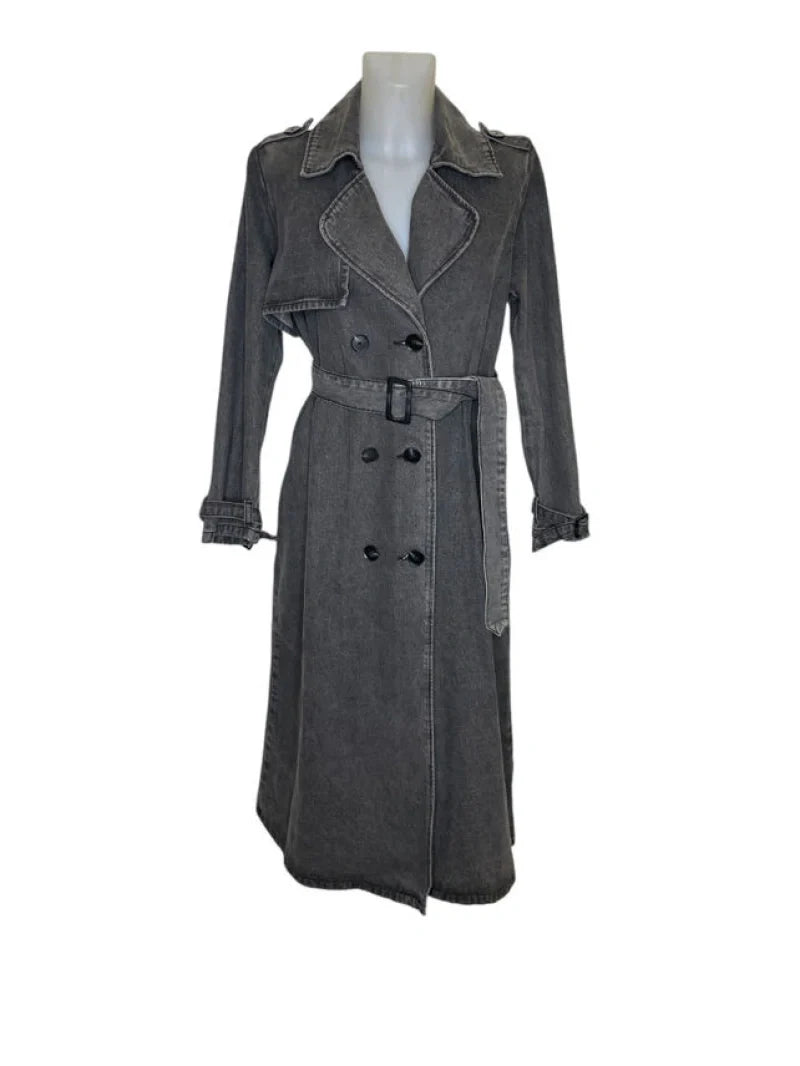 Long denim Trench coat