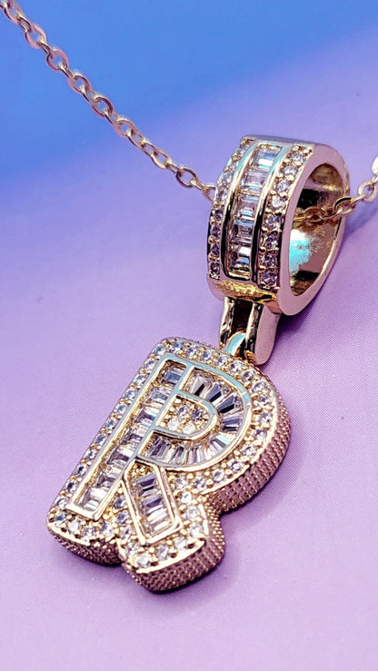 Crystal Initial Necklace Letter R