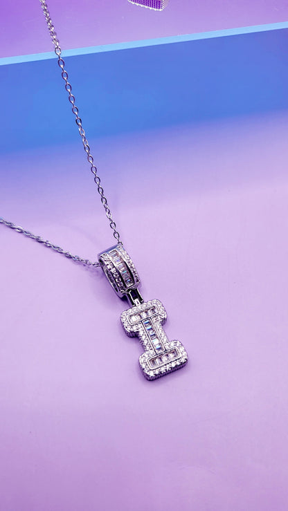 Crystal Initial Necklace Letter I