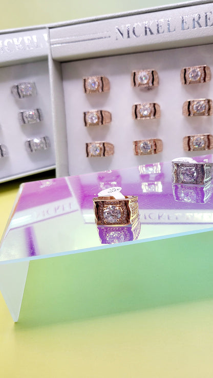 Men's Iced Out Crystal Box Set of 12 Rings