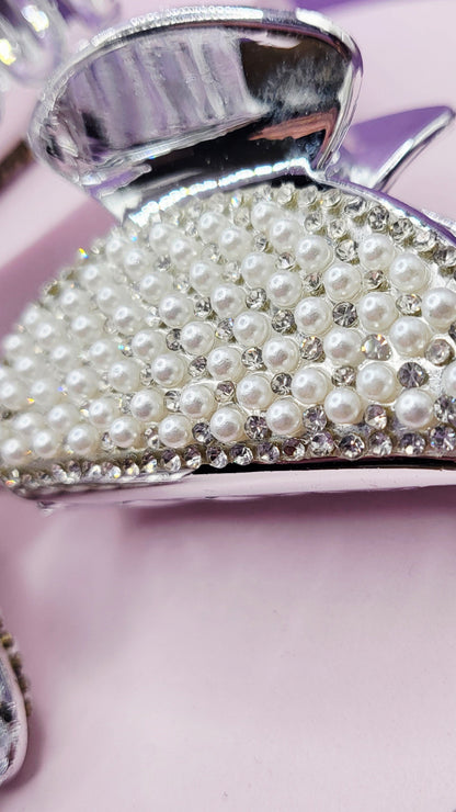 Crystal Pearl Hair Clamps Pack of 12