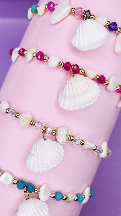 Beach Shell Beaded Pull Tie Anklet