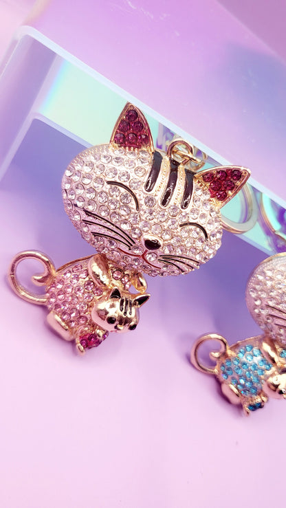 Cat & Kitten Key Ring