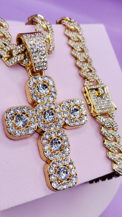 Iced Out Hip Hop Stainless Steel Cross Necklace