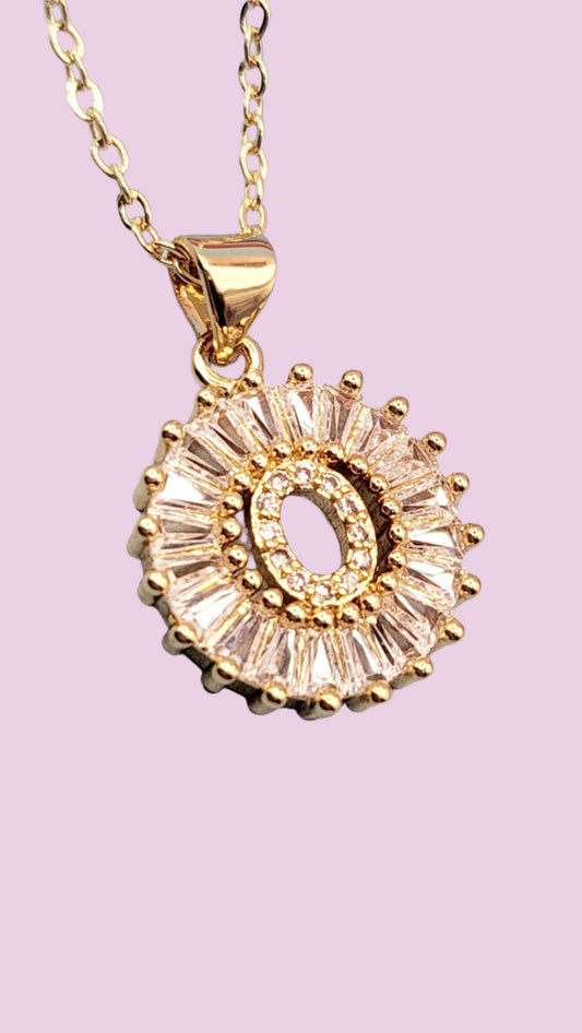 Crystal Initial Round Necklace