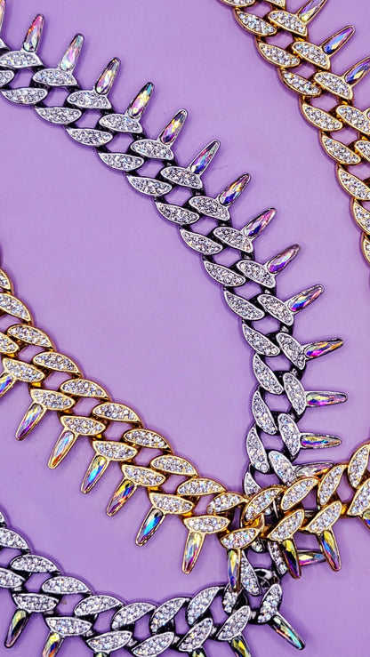 Iced Out Crystal Bling Spike Chain