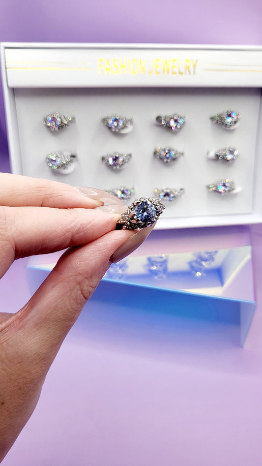 Boulevard Crystal Ring Box set of 12
