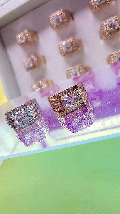 Men's Iced Out Crystal Box Set of 12 Rings