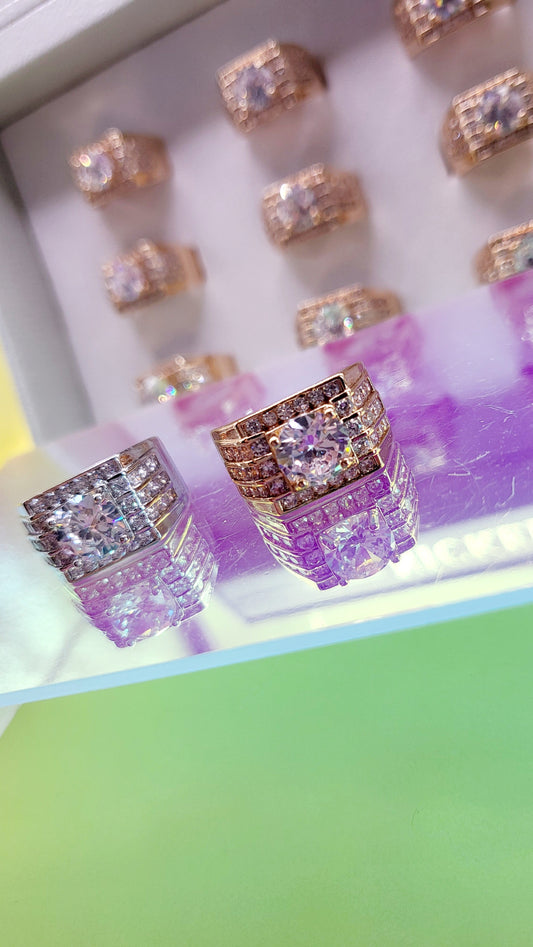 Men's Iced Out Crystal Box Set of 12 Rings