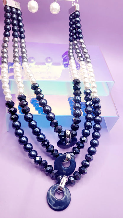 Luster Pearl Multi Layer Necklace & Earrings