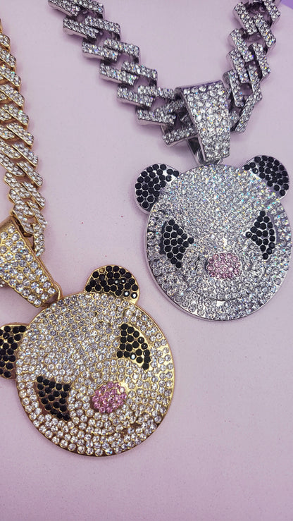 Iced Out Crystal Bling Panda Pendant Chain