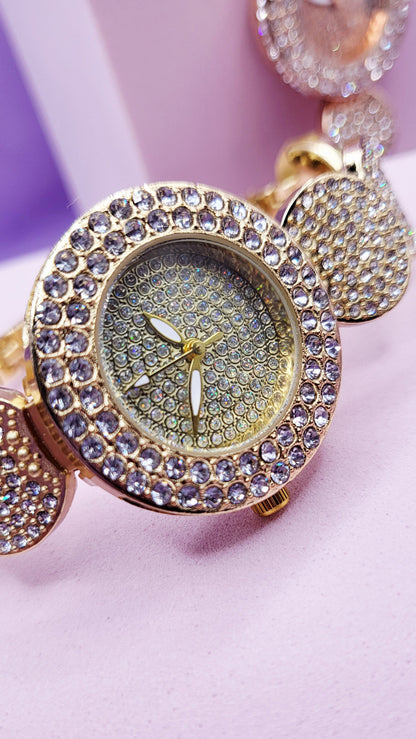 Crystal Luxe Round Link Watch