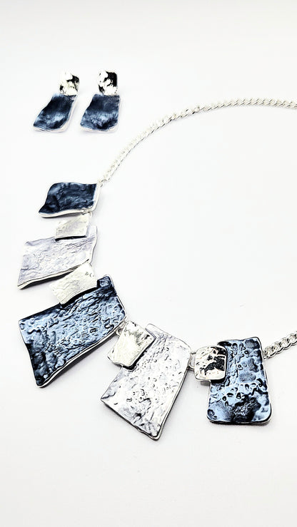 Abstract Squares Necklace & Earrings Set