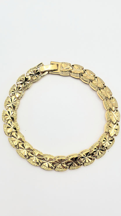 Elements Oval Wave Shiny Gold Link Bracelet