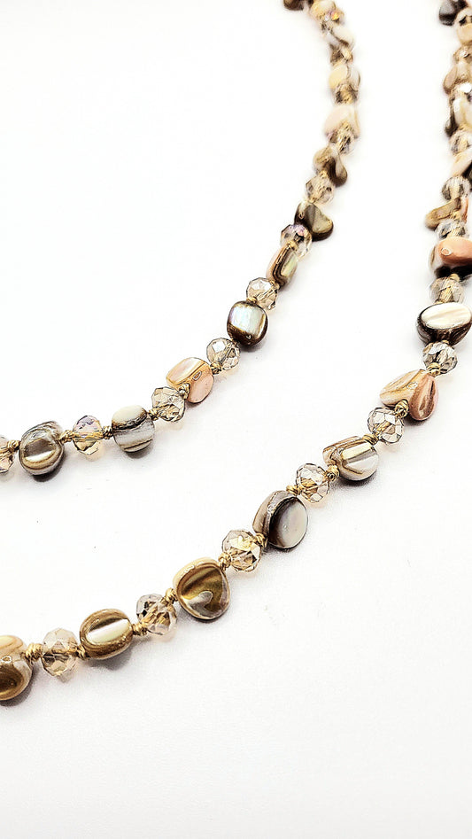 Gold Boho Long Beaded Necklace