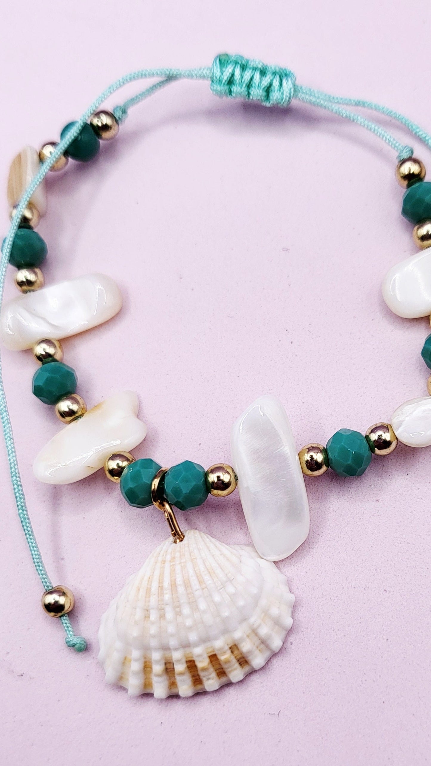 Beach Shell Beaded Pull Tie Anklet