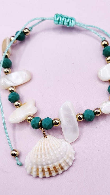 Beach Shell Beaded Pull Tie Anklet