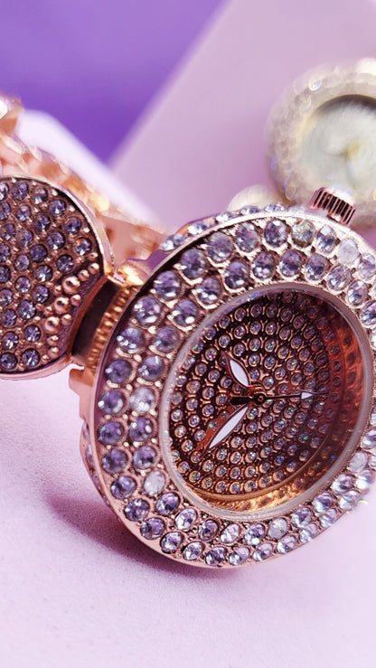 Crystal Luxe Round Link Watch