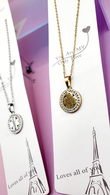 Pavé Crystal Clover Necklace