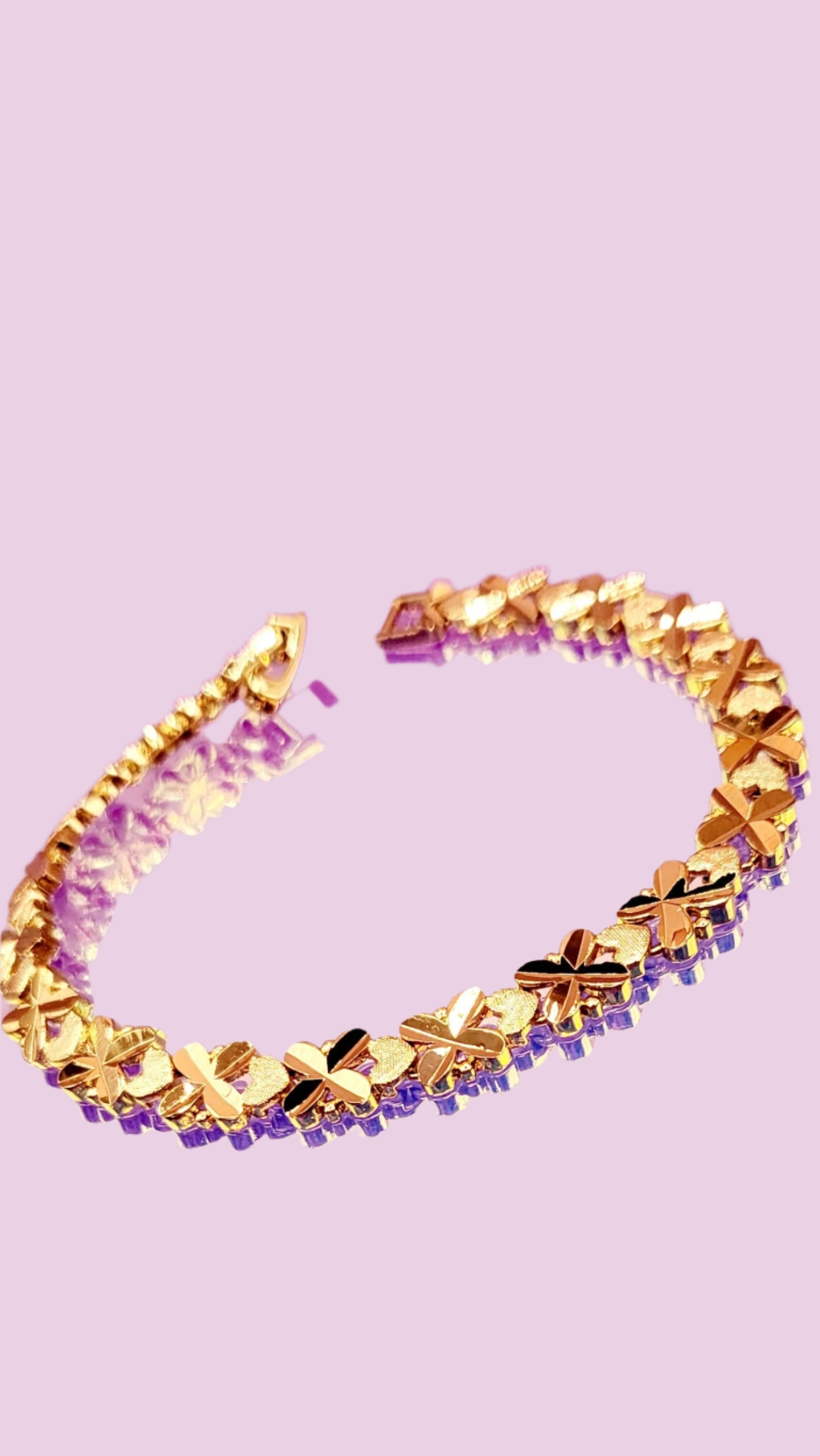 Criss Cross Shiny Gold Link Bracelet