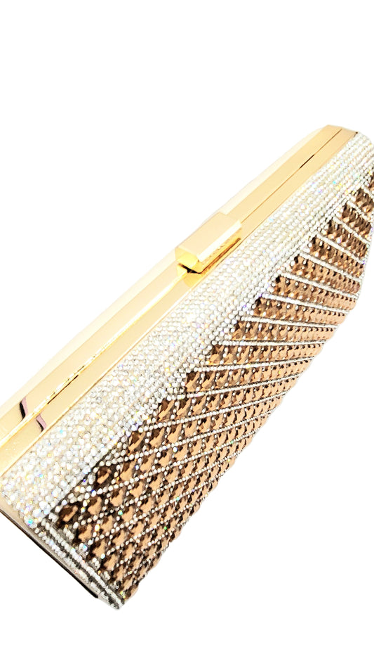 Mirrored Box Crystal Clutch Bag