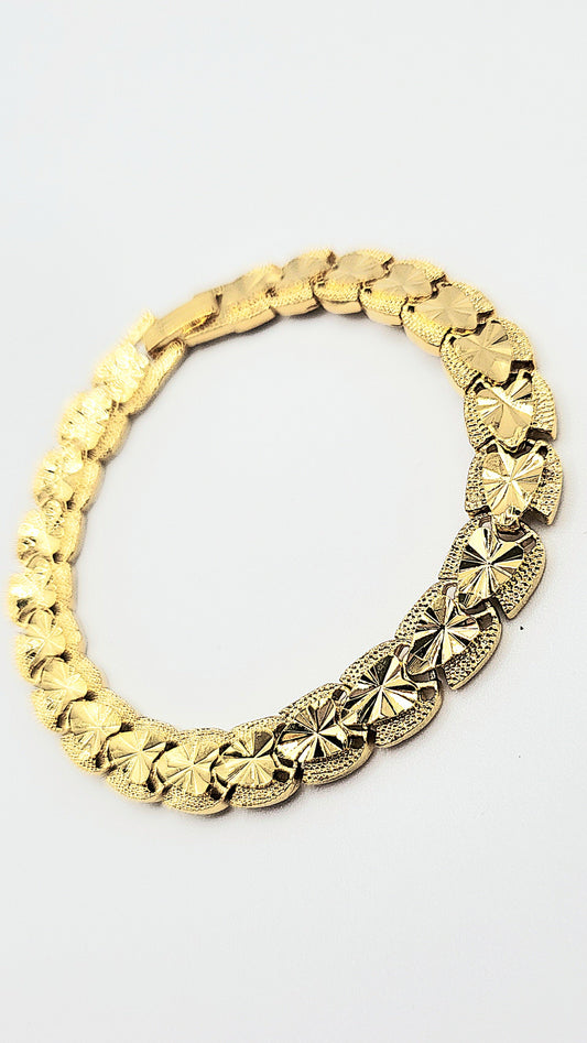 Elements Oval Wave Shiny Gold Link Bracelet
